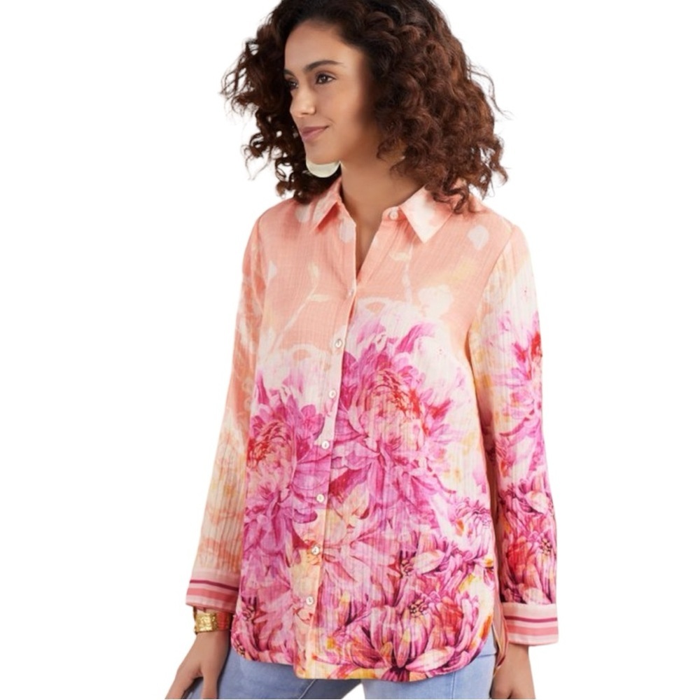 Soft Surroundings Altura Gauze Floral Tunic Top M